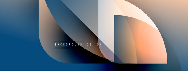 Aufkleber - Abstract geometric shapes overlap, creating gradient color transitions. Blue, orange hues dominate design. Minimalist style, modern aesthetic.