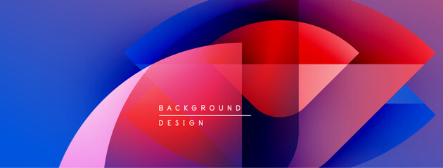 Aufkleber - Abstract colorful shapes overlap creating dynamic background. Gradient hues blend, forming modern design element. Text reads background design.
