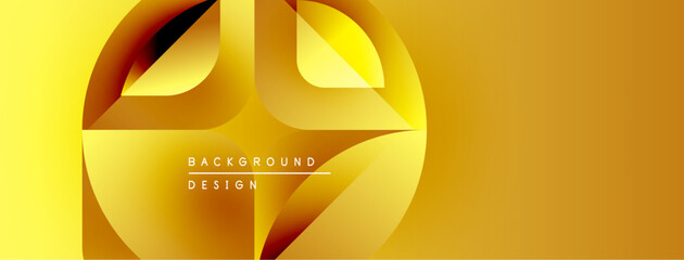 Aufkleber - Golden abstract shapes overlap, creating dynamic background. Text reads background design. Warm color palette dominates composition.
