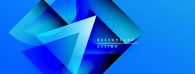 Aufkleber - Abstract blue design features geometric shapes, triangles, gradients. Modern background suitable for digital projects, presentations.