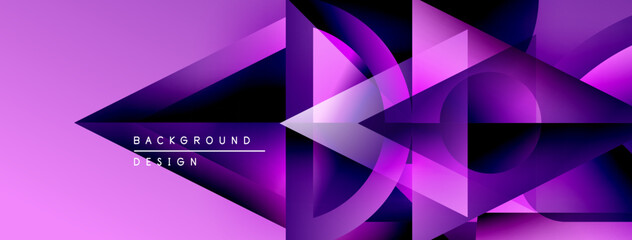Aufkleber - Abstract geometric design. Purple gradients create dynamic shapes, lines, layers. Modern background suitable for digital projects.