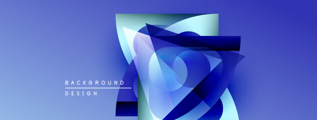 Leinwandbilder - Abstract blue design features overlapping shapes, gradients, dynamic composition. Modern aesthetic, suitable background element.