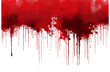 © SHALENA - Red blood or paint flowing down on transparent background. Halloween, murder and horror concept. Red ink splash, splatter and stain.