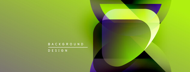 Aufkleber - Abstract vibrant design features flowing shapes, gradients. Green dominates with purple accents, creating dynamic visual effect.