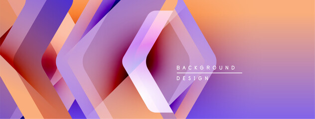 Poster - Abstract geometric shapes overlap, creating vibrant gradient background. Orange, purple hues dominate design. Modern aesthetic.