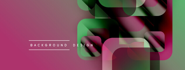 Aufkleber - Abstract geometric shapes overlap, creating vibrant color gradients. Pink dominates background, with green accents. Modern design elements present.