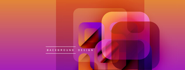 Leinwandbilder - Abstract vibrant layers create dynamic gradient background. Overlapping squares, rectangles form modern design element. Colors transition smoothly.