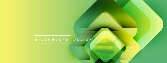 Leinwandbilder - Abstract geometric shapes overlap, creating vibrant green, yellow gradient. Modern design suggests innovation, energy, freshness.