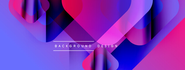 Poster - Abstract vibrant design. Overlapping shapes create dynamic visual effect. Gradient colors blend smoothly, forming modern backdrop.