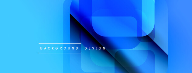 Poster - Abstract blue background. Overlapping squares create modern, dynamic visual effect. Gradient shades enhance depth, texture.