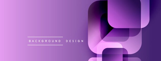 Aufkleber - Abstract purple gradient background. Rounded rectangles overlap creating modern design. Minimalist aesthetic, smooth transitions present.