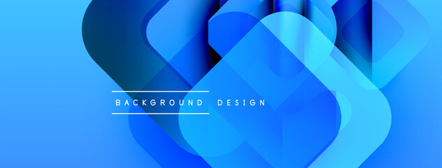 Poster - Abstract blue shapes overlap, creating dynamic visual effect. Modern design elements suggest technology, innovation. Smooth gradients enhance depth.