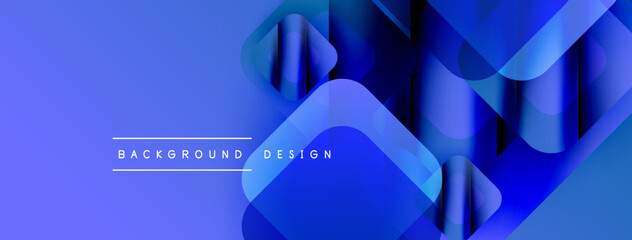 Aufkleber - Abstract blue layers create dynamic gradient effect. Modern design elements suggest depth, movement, visual interest.