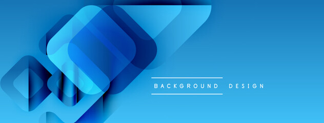 Poster - Abstract blue design features overlapping squares, gradients, dynamic composition. Modern background suitable for digital projects.