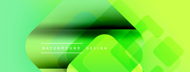 Poster - Abstract vibrant background. Overlapping squares create dynamic visual effect. Green hues dominate design, offering modern aesthetic.