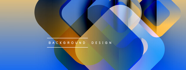 Leinwandbilder - Abstract geometric shapes overlap, creating vibrant blue, yellow gradients. Modern design elements suggest digital art, background texture.