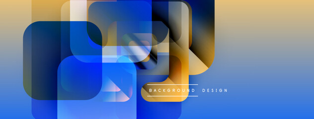 Aufkleber - Abstract geometric shapes overlap, creating vibrant blue, gold gradient. Modern design element for backgrounds, presentations.