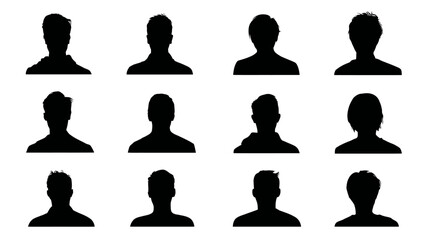 Wall Mural - User profile icon set simple silhouette vector on white background  -  