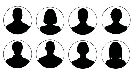 Wall Mural - User profile icon set simple silhouette vector on white background  -  