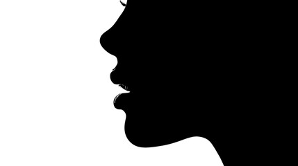 Wall Mural - Women face profile simple black silhouette vector isolated on white background  -  
