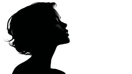 Wall Mural - Women face profile simple black silhouette vector isolated on white background  -  