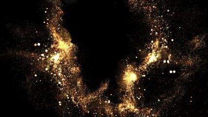 Wall Mural - abstract golden smooth two particles flow, gold particles, gold dust, loop transparent video, motion background
