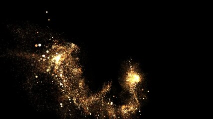 Wall Mural - abstract golden smooth particles flow, gold particles, gold dust, loop transparent video, motion background