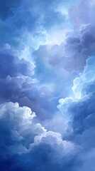 Wall Mural - ethereal blue clouds swirl and blend in a dreamy, painterly sky, creating a serene and tranquil atmo