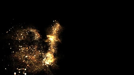Wall Mural - golden smooth lines, gold particles, gold dust, loop transparent video, motion background