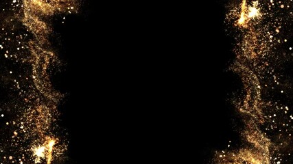 Wall Mural - golden abstract corner lines, gold particles, gold dust, loop border transparent video, motion background