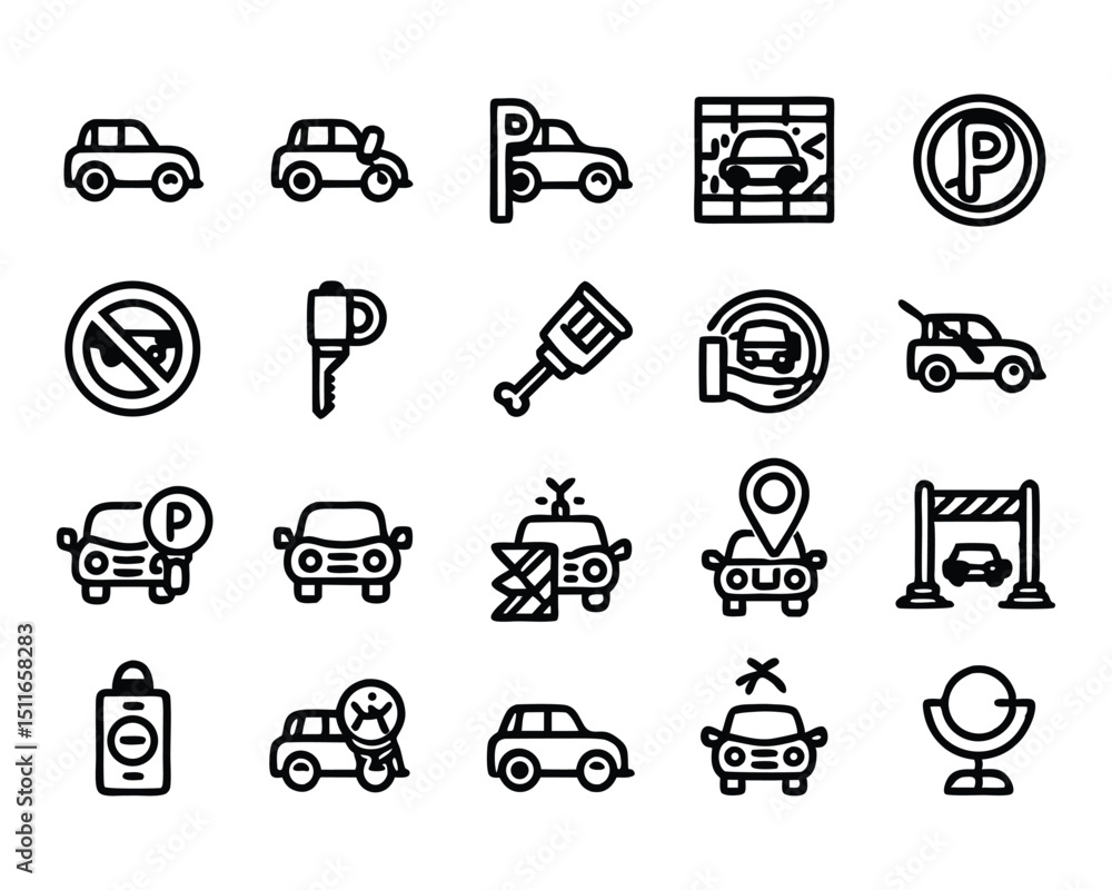 parking icon set