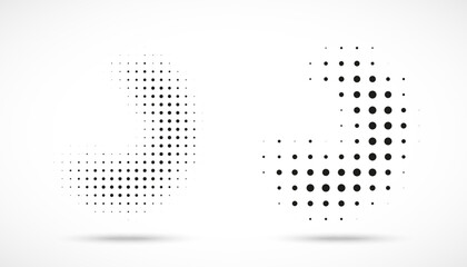 Wall Mural - halftone vector dots curved gradient pattern background. curve dotted spots using halftone circle do