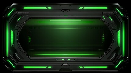 Futuristic, glowing, dark green panel