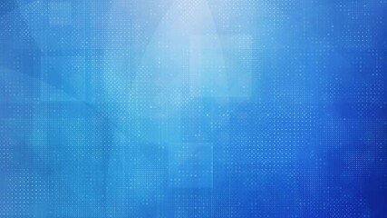 Seamless looping blue digital halftone dots grid animation background with flowing geometric shapes for modern technology presentations, high-tech modern futuristic motion graphics
