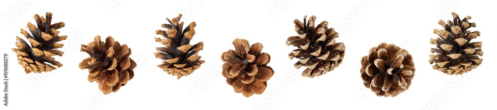 set of many different pine cones for christmas decoration isolated on ...