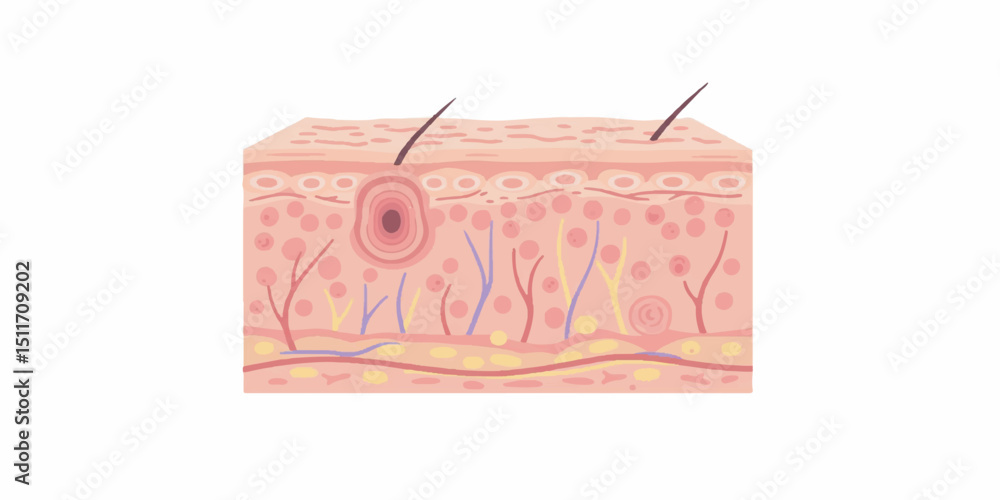 Human Skin Anatomy Vector, Epidermis Layers Medical Diagram Stock ...