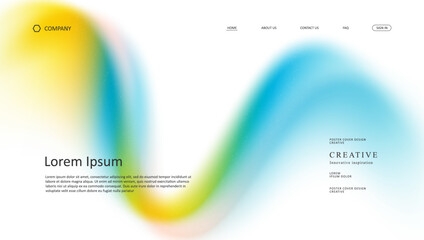 Wall Mural - abstract wave futuristic design of landing page. retro gradient mesh website design