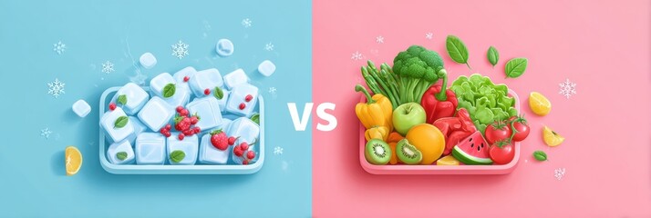 Poster - Comparing Nutrition Values of Frozen and Fresh Fruits and Vegetables in a Clean Infographic Layout