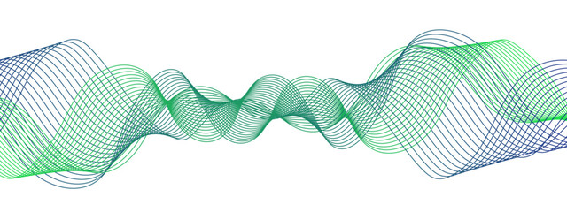 Poster - Abstract, digital-style background with series  intertwined, flowing waveforms made of smooth, fine aqua blue lines. Waves curve and overlap fluidly, stretching horizontally across with soft gradients