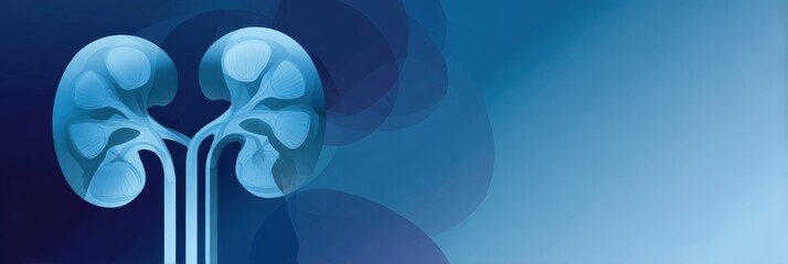 Poster - Clean Graphic of Kidneys on a Blue Gradient Background With Space for a Slogan, Featuring a Light Top Third to Enhance Visibility