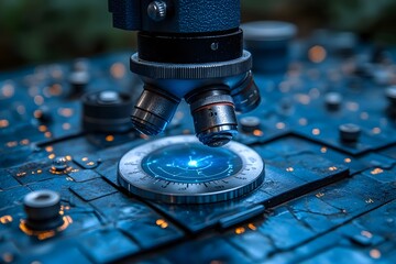 futuristic scientific exploration with advanced microscope technology