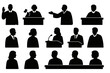© Oleksandr - Courtroom silhouettes of male and female figures in professional attire