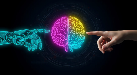 hand with binary code background