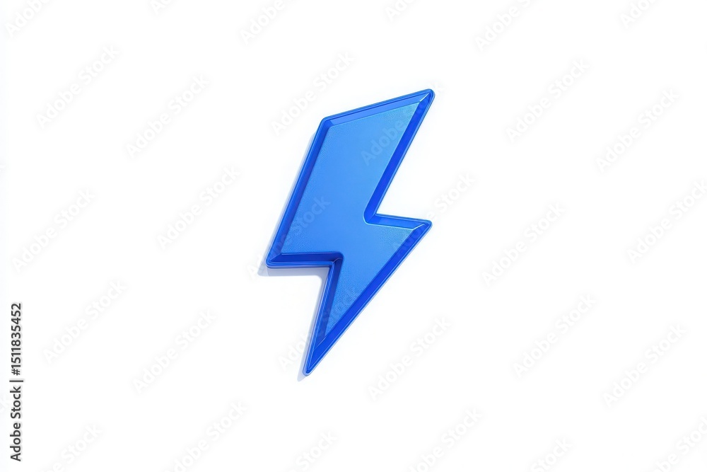 A vivid blue lightning bolt design rests against a white background, showcasing its sharp edges and smooth surface. The object exudes a modern and energetic aesthetic, perfect for decoration.