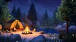 © Ounseng - A cozy campsite beside a glowing campfire under the stars