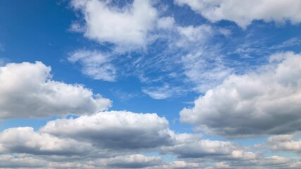 Wall Mural - a beautiful blue sky with soft white clouds, timelapse for abstract background