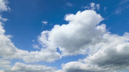 Wall Mural - a beautiful blue sky with soft white clouds, timelapse for abstract background