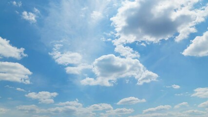 Wall Mural - a beautiful blue sky with soft white clouds, timelapse for abstract background