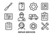 © Ira - Repair services icons: tools, technician, support, gear, van