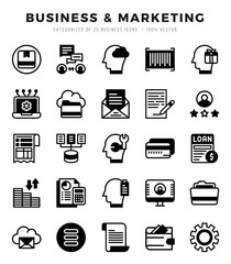 vector icons set of business & marketing. lineal filled style icons.